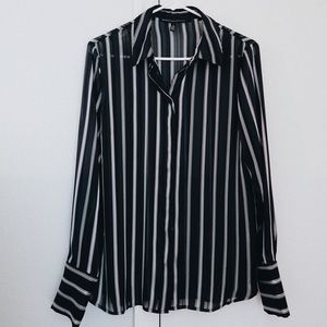 WHITE HOUSE BLACK MARKET Long Sleeve Striped Button Down Blouse